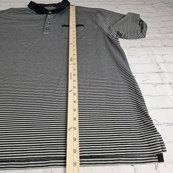 Travis Mathew Mens 2XL XXL Striped Golf Polo Shirt Black Short Sleeve Stretch - Picture 9 of 11